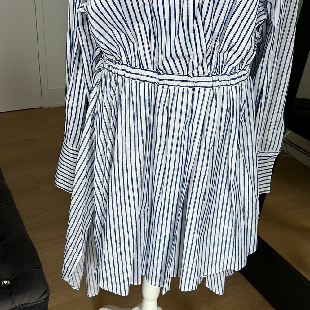 By Any Other Name Long Sleeve Blue & White Striped Midi Shirt Dress Size XL - Picture 8 of 15
